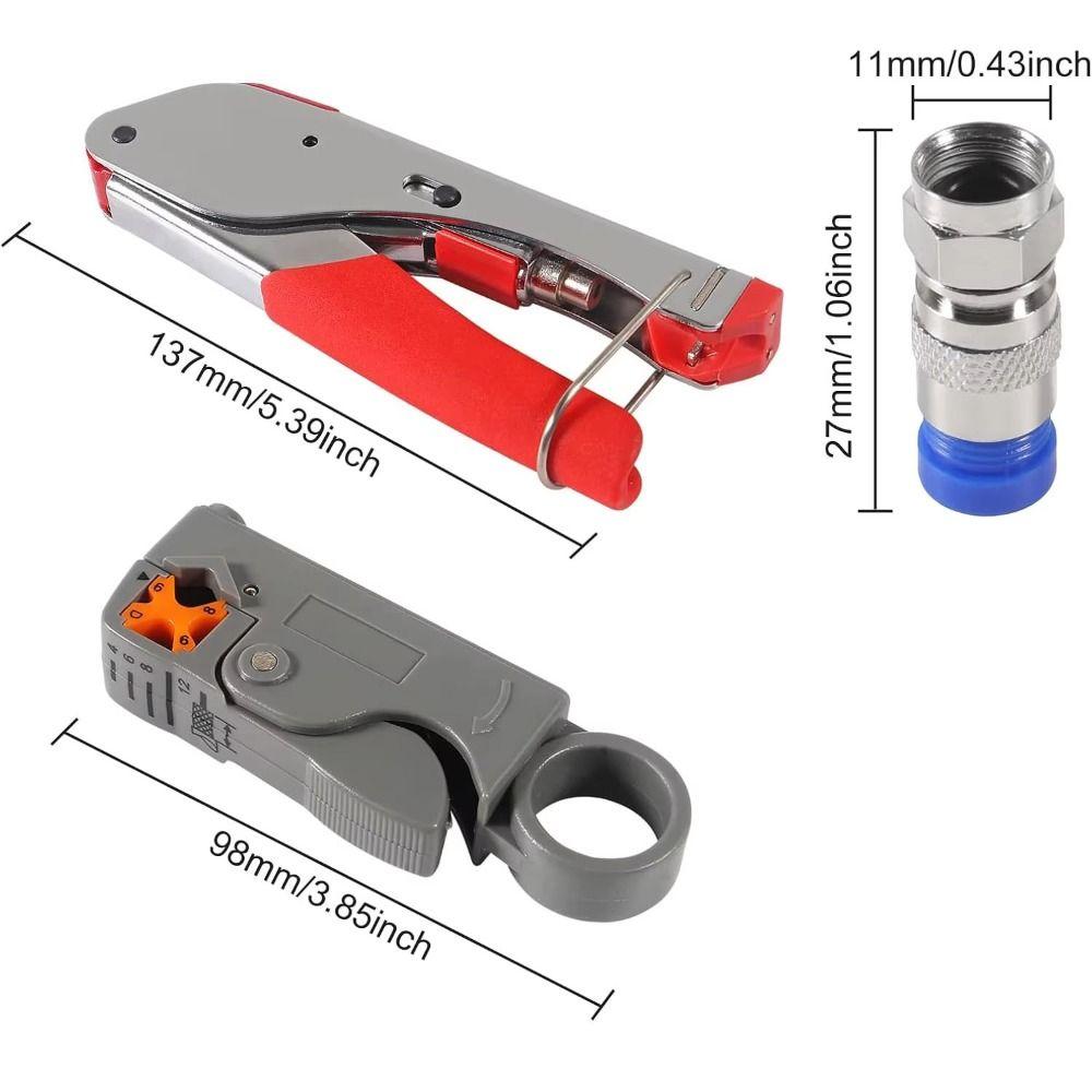 Carbon Steel Coax Cable Crimper Wear-Resistant Multifunctional Wire Stripper Tools Set F Compression Connectors