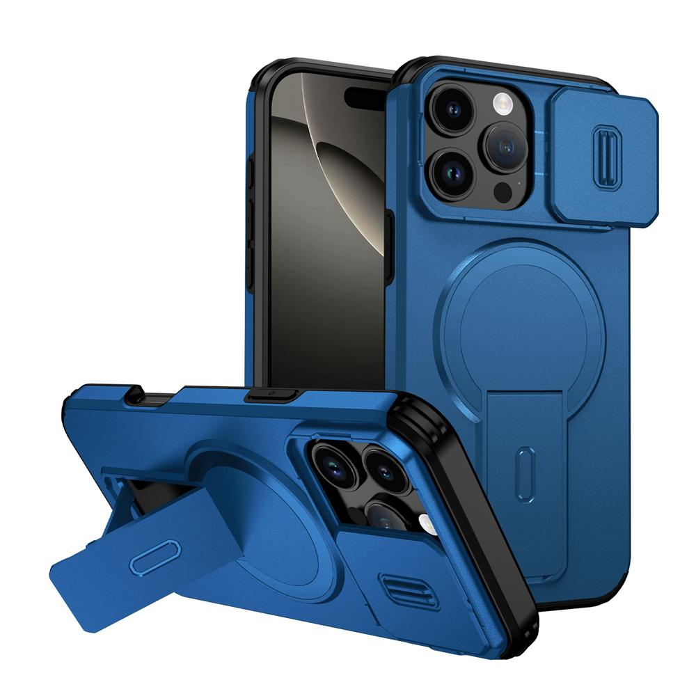 KEYSION Противоударный магнитный чехол для iPhone 16 Pro 16 Pro Max со сдвижной защитой камеры, подставкой и поддержкой беспроводной зарядки, задняя крышка для телефона