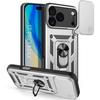 Case for iPhone 17 Pro Max, Durable Protection with Ring and Sliding Camera Cover - Silver