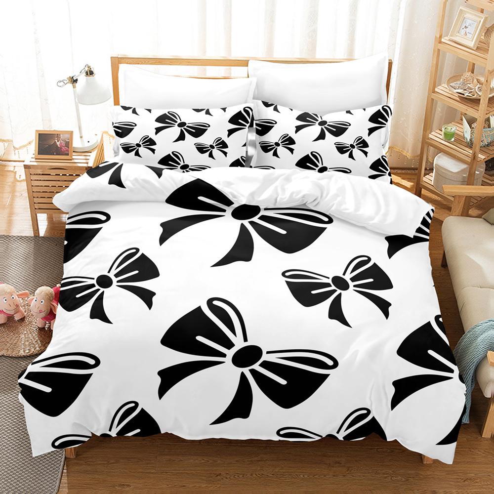 4pcs Bowknot Bedding Sets Skin Friendly Soft Bedsheets And Duvet Covers Comfortable And Lovely Suitable For All Ages