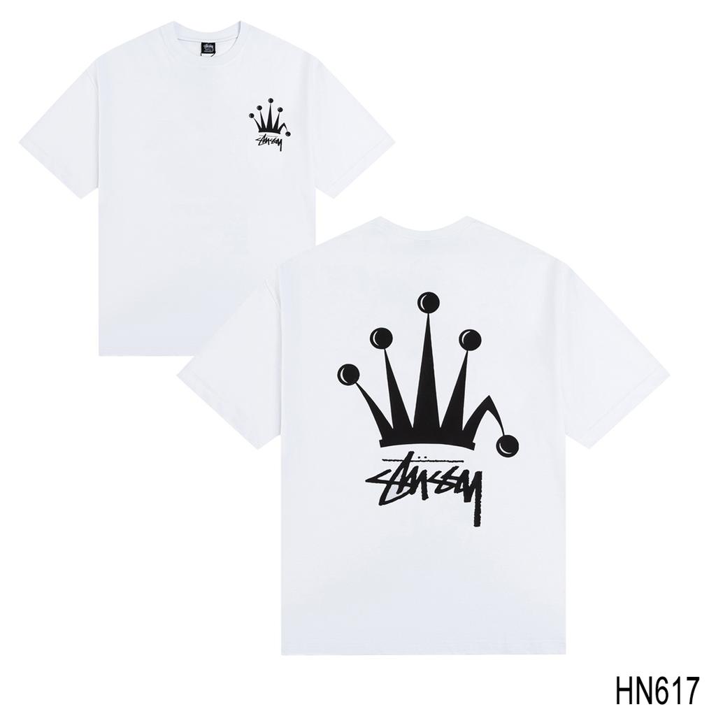Stussy Летняя новая футболка из высококачественного хлопка с круглым вырезом для мужчин и женщин 2025 года, классический логотип с новым рисунком, парная футболка
