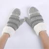 Women Winter Knitted Gloves Fleece Lined Knit Gloves Women Full Fingers Thickening Winter Warm Mittens Knit Mittens Stripe Design Knitted Mittens Ther