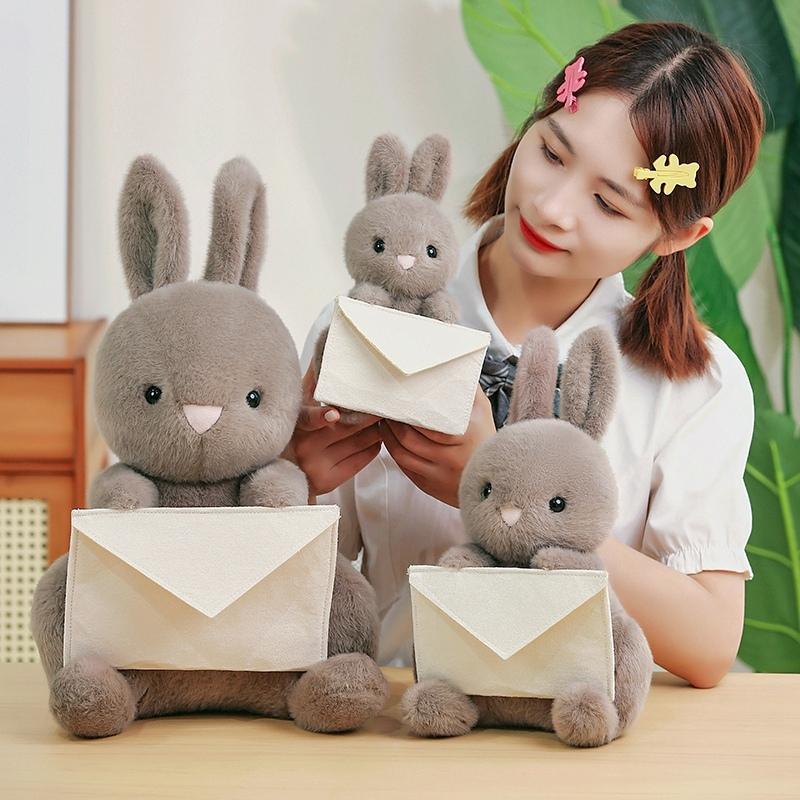 Новые Креативные Плюшевые Игрушки Зайчики в Конверте, Мягкая Кукла Зайчик, Прекрасный Подарок, чтобы Положить Открытку Внутрь, Забавные Игрушки для Друзей, Семьи