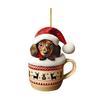 Dachshund Christmas Ornament Puppy In Mug Christmas Tree Ornament 2D Acrylic Dachshund Hanging Decor Gifts for Dog Lovers