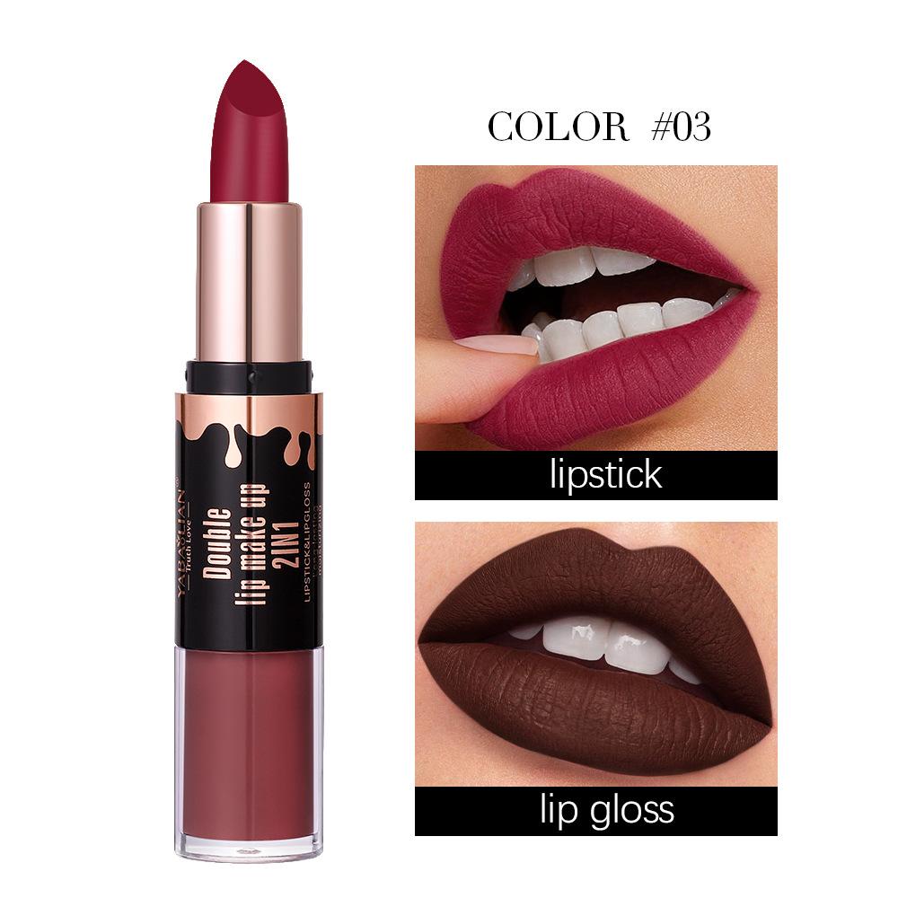Двухкомпонентная матовая помада для губ с антипригарным покрытием Cup Velvet Mist Lip Glaze 2-в-1 водостойкий стойкий увлажняющий блеск для губ
