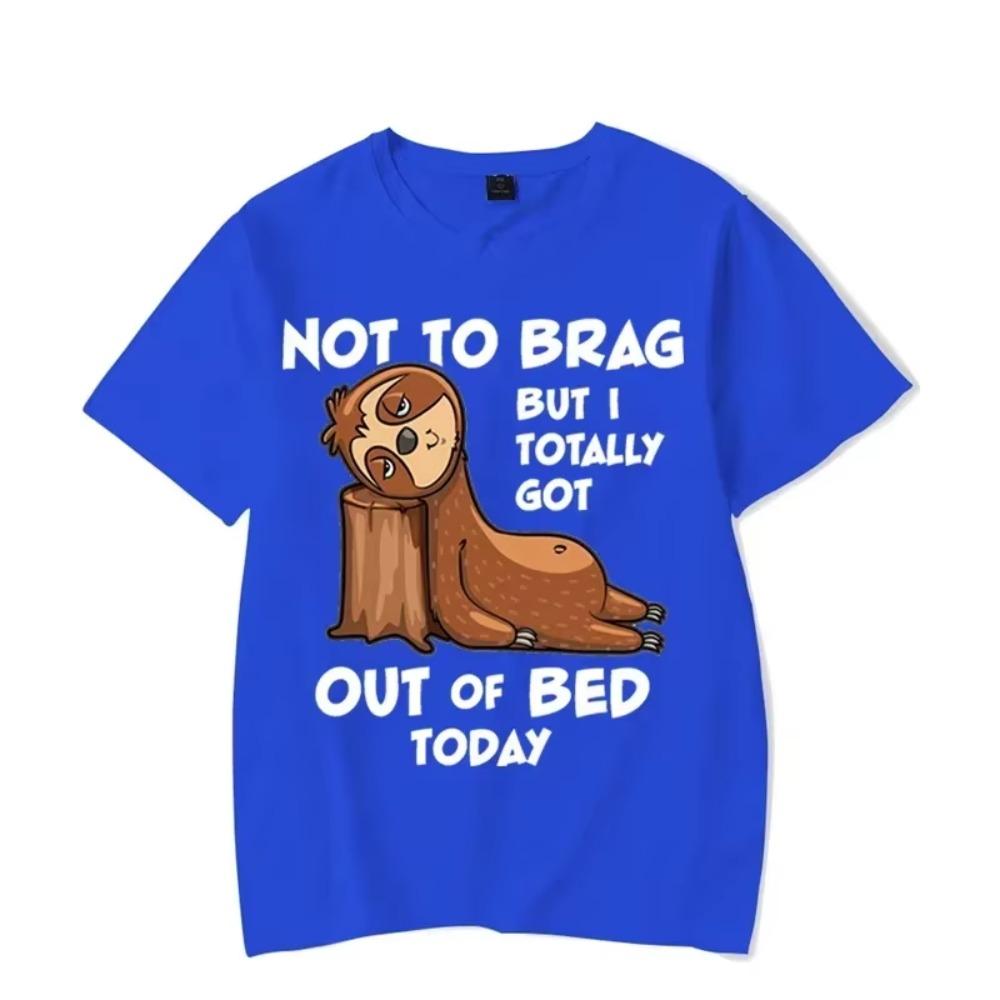 Not To Brag Out of Bed Today Graphic Tshirt Men Funny Sloth T-shirts Harajuku Fashion Y2k Top Hip Hop Men Brand Sloth Tee Shirt