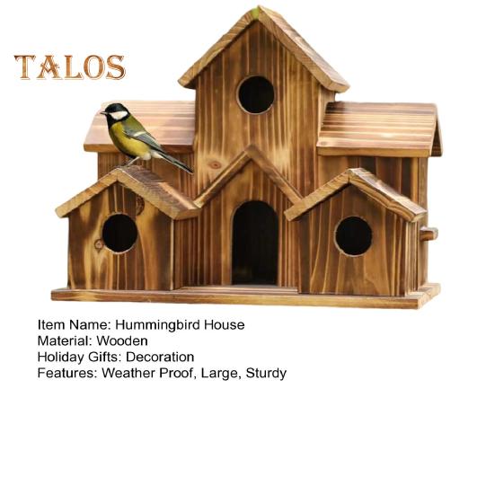 Домики для птиц для улицы, деревянное гнездо колибри, кормушка для птиц, большой скворечник для улицы с 6 комнатами для декора садового дворика