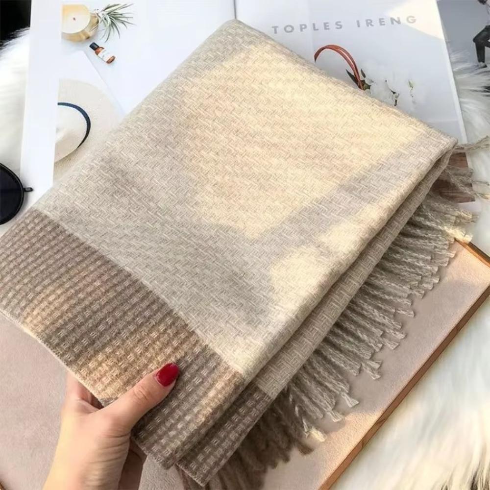 with Tassels Cashmere Scarf Thickened Neck Warmer Korean Style Wrap Shawls