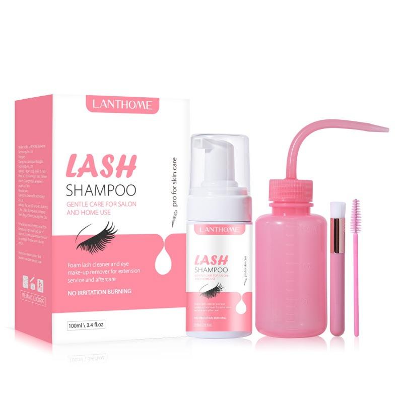 LANTHOME Eyelash Shampoo Set Moisturizing Dry Lashes Cleanser Care Solution Gentle