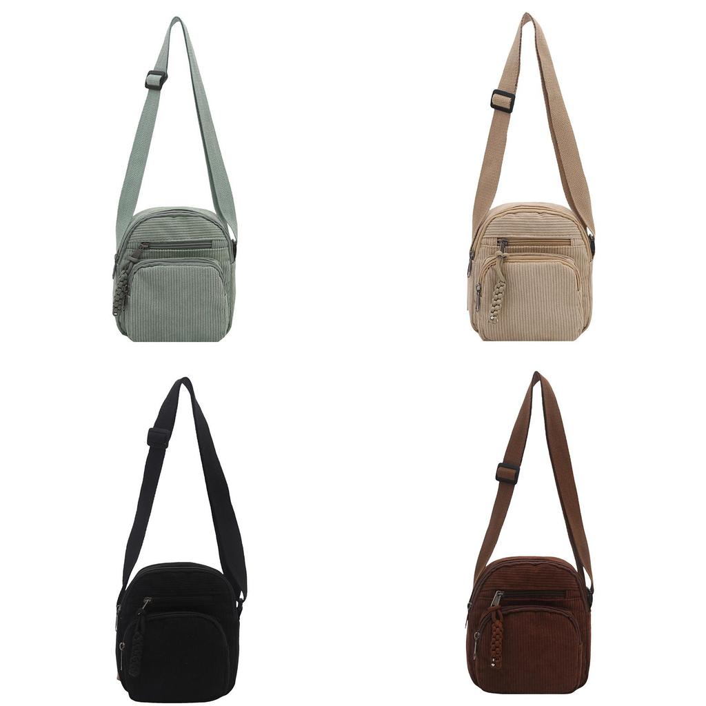 Small Female Corduroy Shoulder Bag With Interior Phone Pocket For Casual Outings