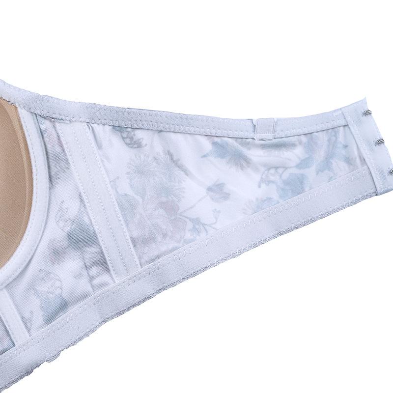 Women's Print Bra White Sexy Underwear Gathered with Steel Ring Female Style Push Up Thin Under Thick Mold Cup Sensual Lingerie