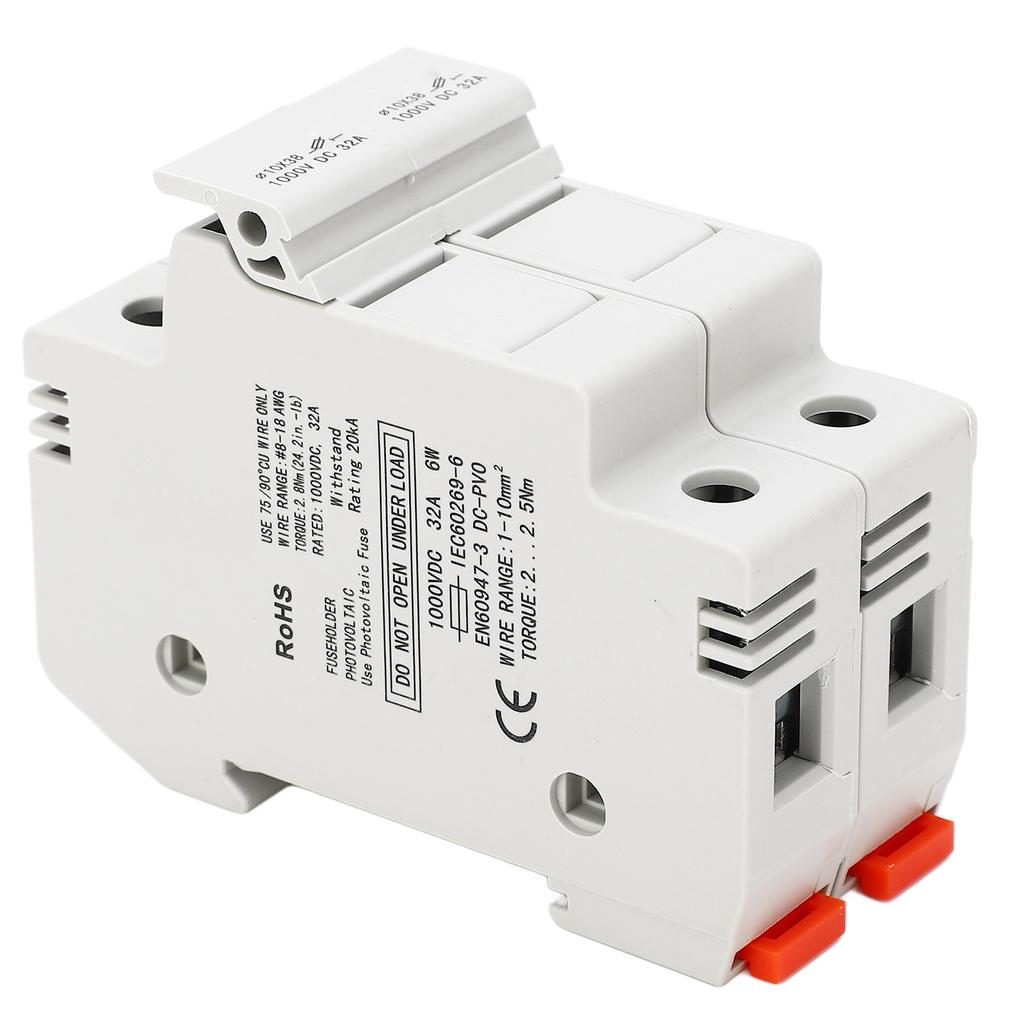 Держатель предохранителя постоянного тока, быстроразъемный, 2P 32A 10x38, держатель фотоэлектрического предохранителя с предохранителями 30A PV 1000VDC