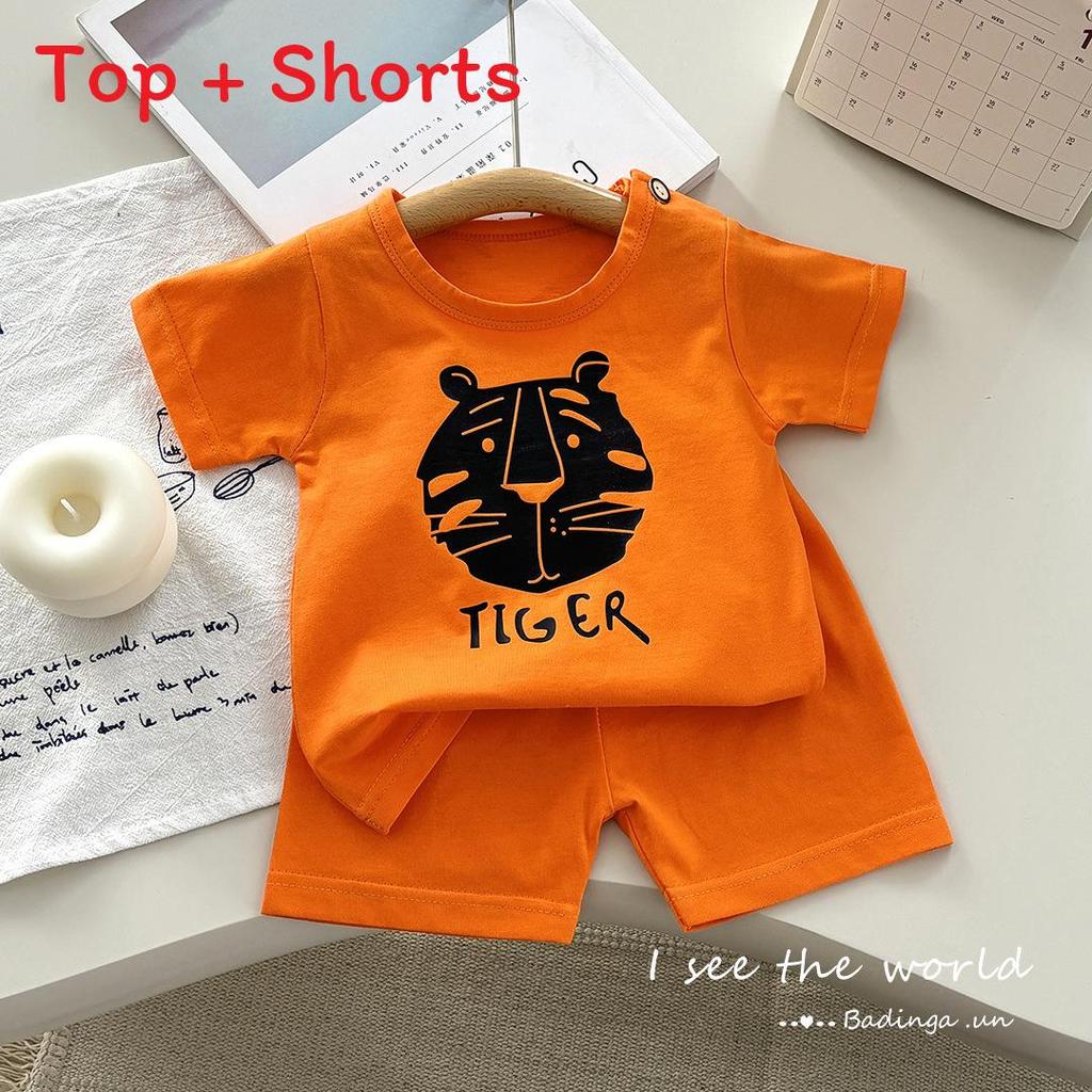 Children Pure Cotton Short Sleeve Two Piece Set For Toddler Summer Comfort