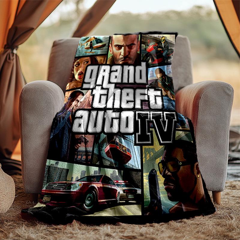 Gta Flannel Blanket Soft Warm All-Season Throw, Design for Camping, Car Travel, Hiking Sofa, Bed, Office Perfect Gift for Parties
