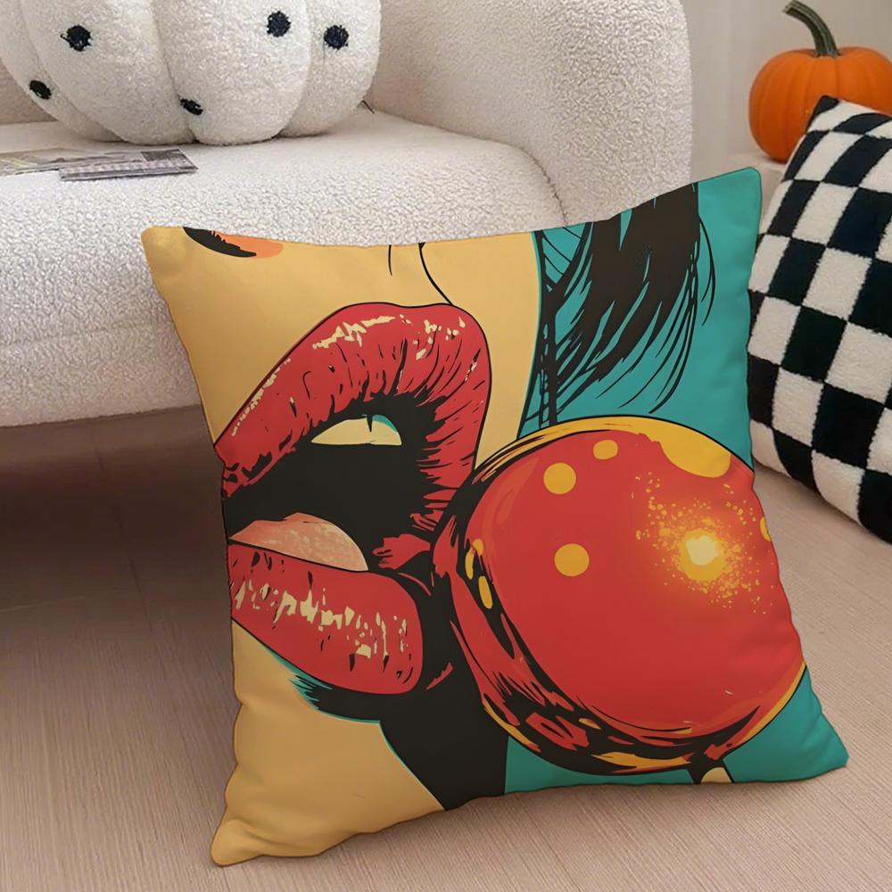 Classic Pop Art American Art RRoy Lichtenstein Cushion Cover Throw Pillow Cover Hidden Button Durable Polyester Chair Cushion