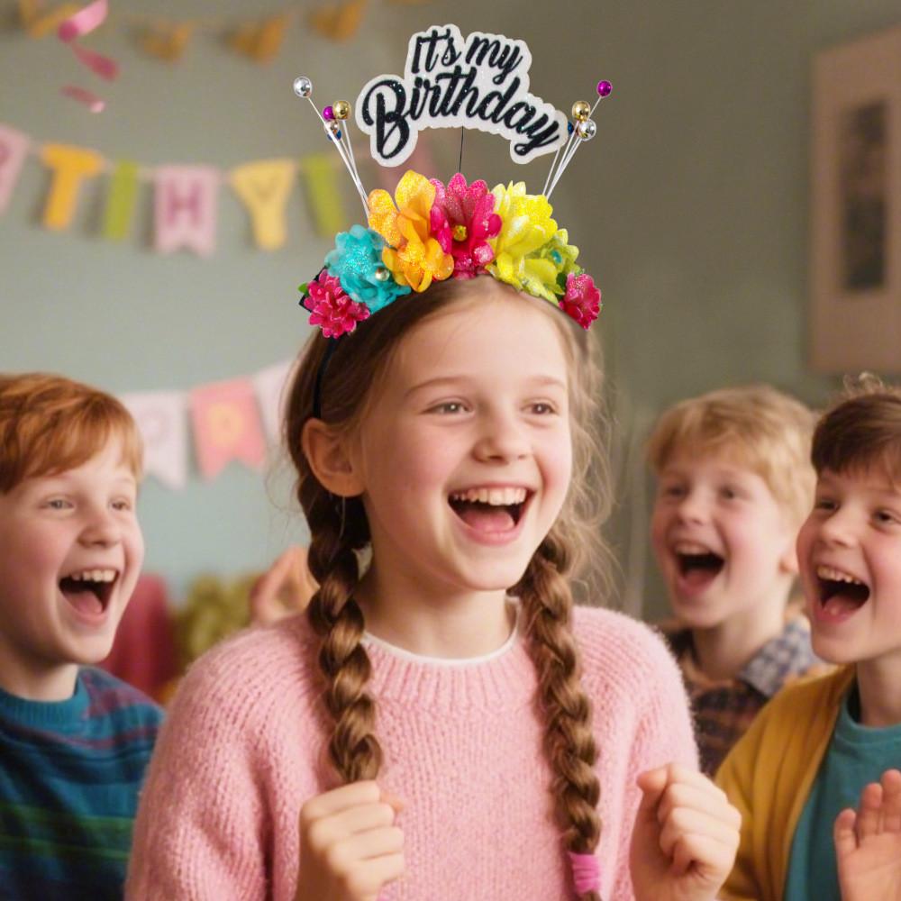 Letter Pattern Birthday Plastic Flower Headpiece For Halloween Party Wear Event