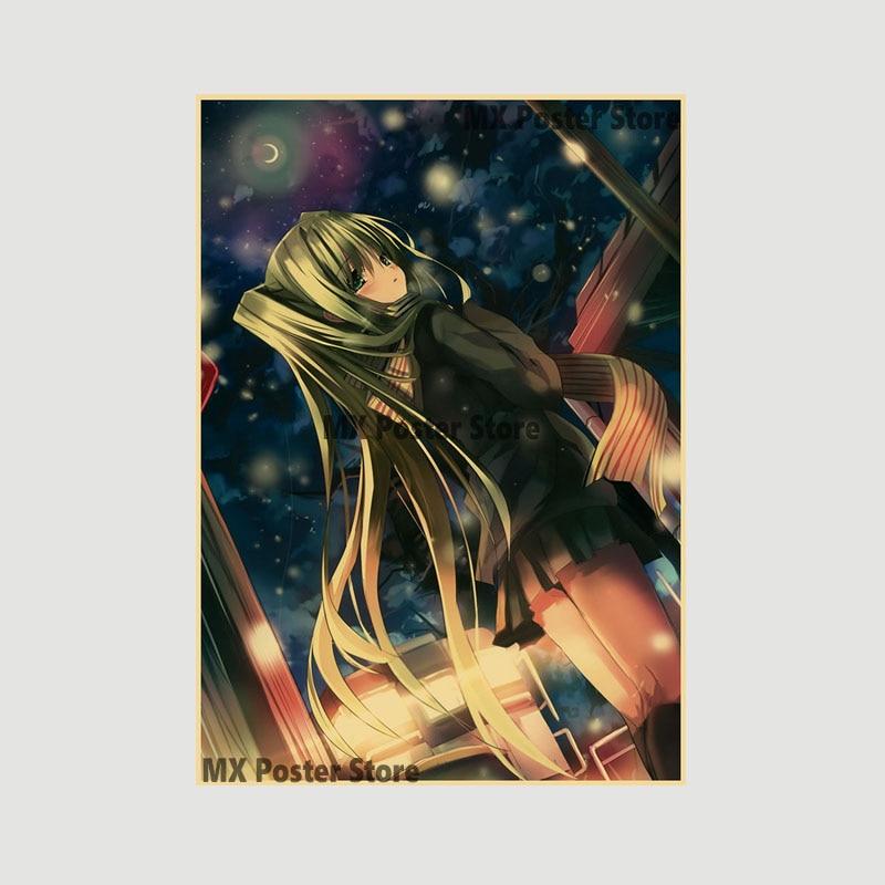 Аниме идол мультфильм певец Мику плакат HD печать крафт-бумага ретро настенные художественные фотографии спальня декоративная живопись домашний декор подарки