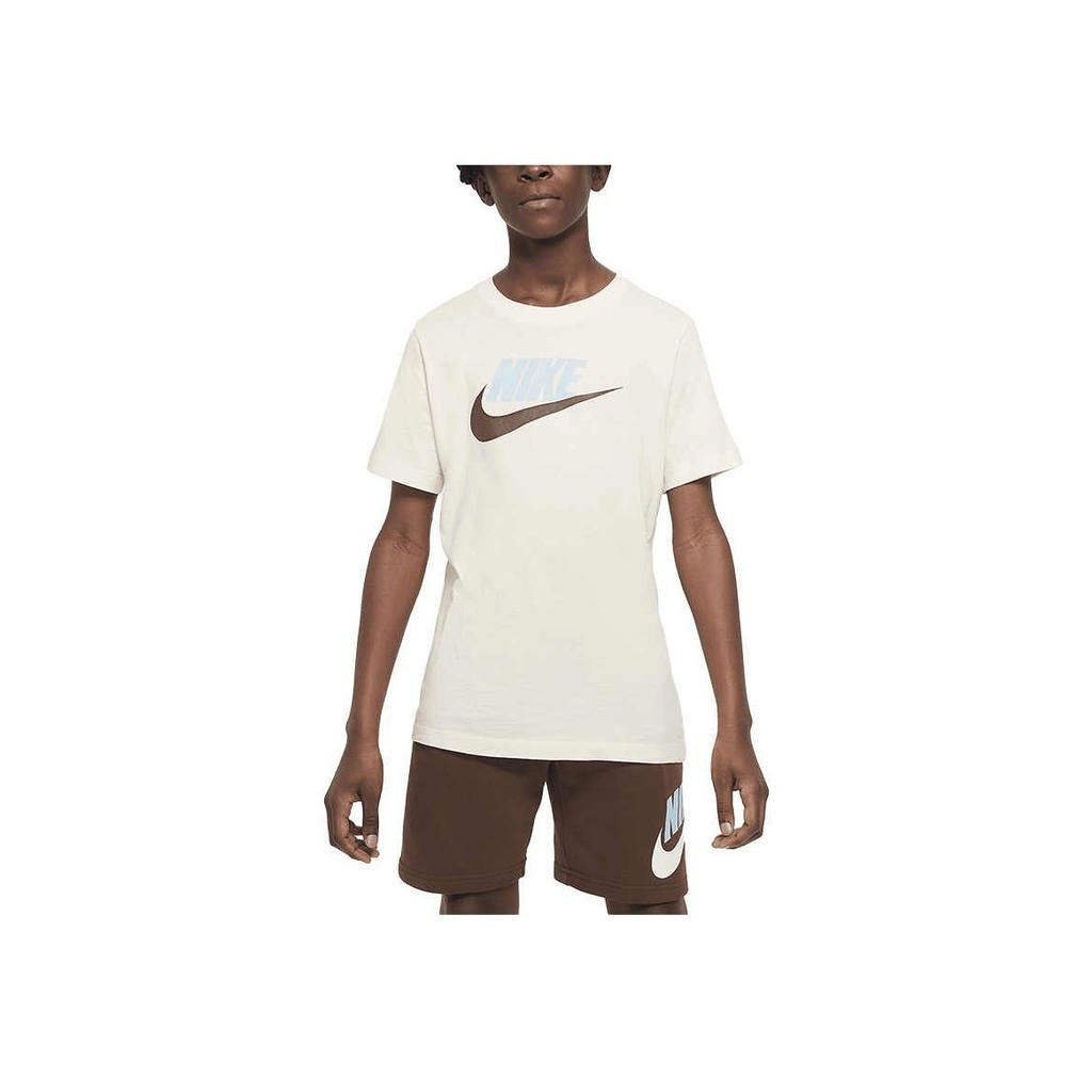 Nike Sportswear Logo Casual Short Sleeve T-Shirt Kids Tops Beige AR5252-113