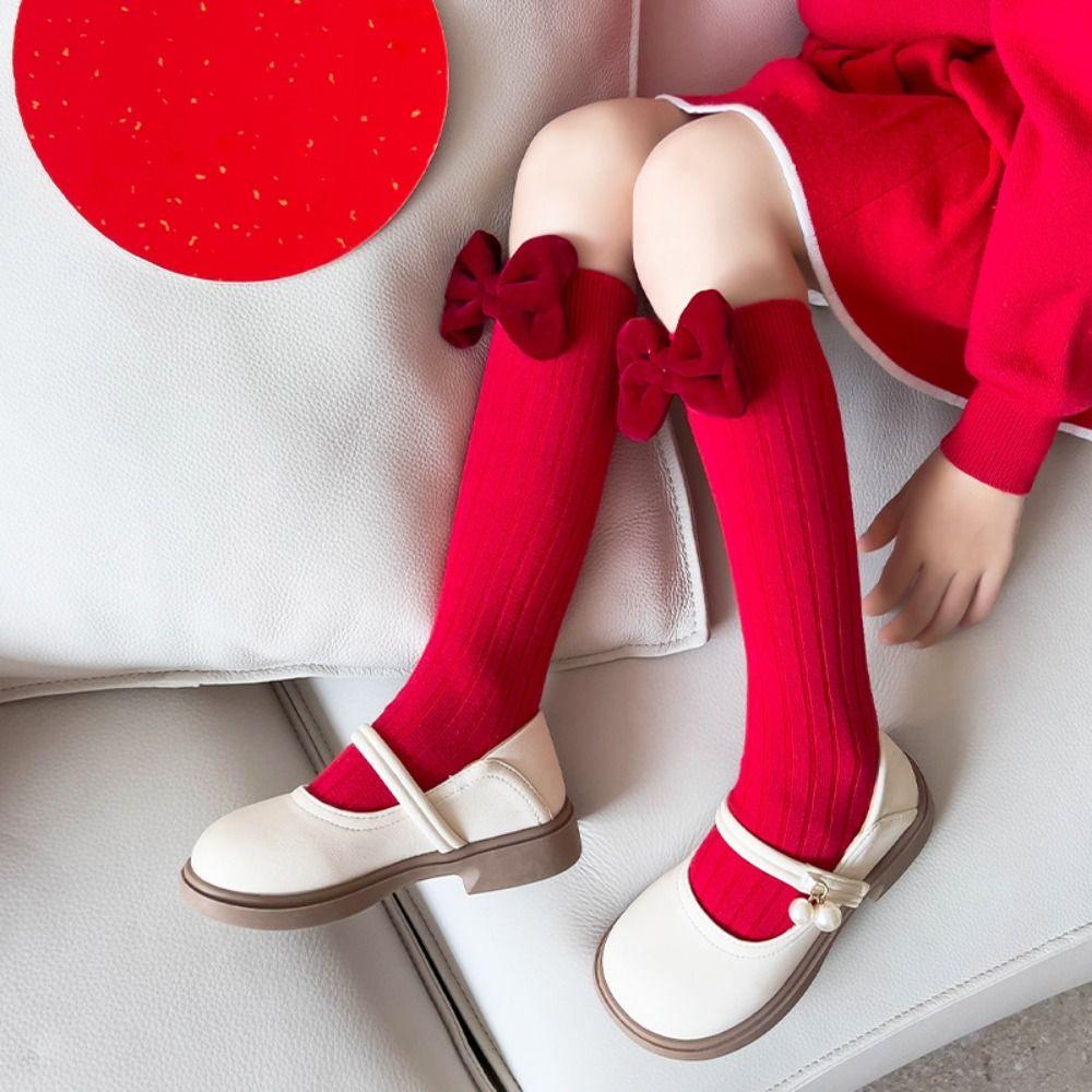Middle Tube New Year Red Socks Cotton Children Long Socks Comfortable Sleeping Socks For Girls