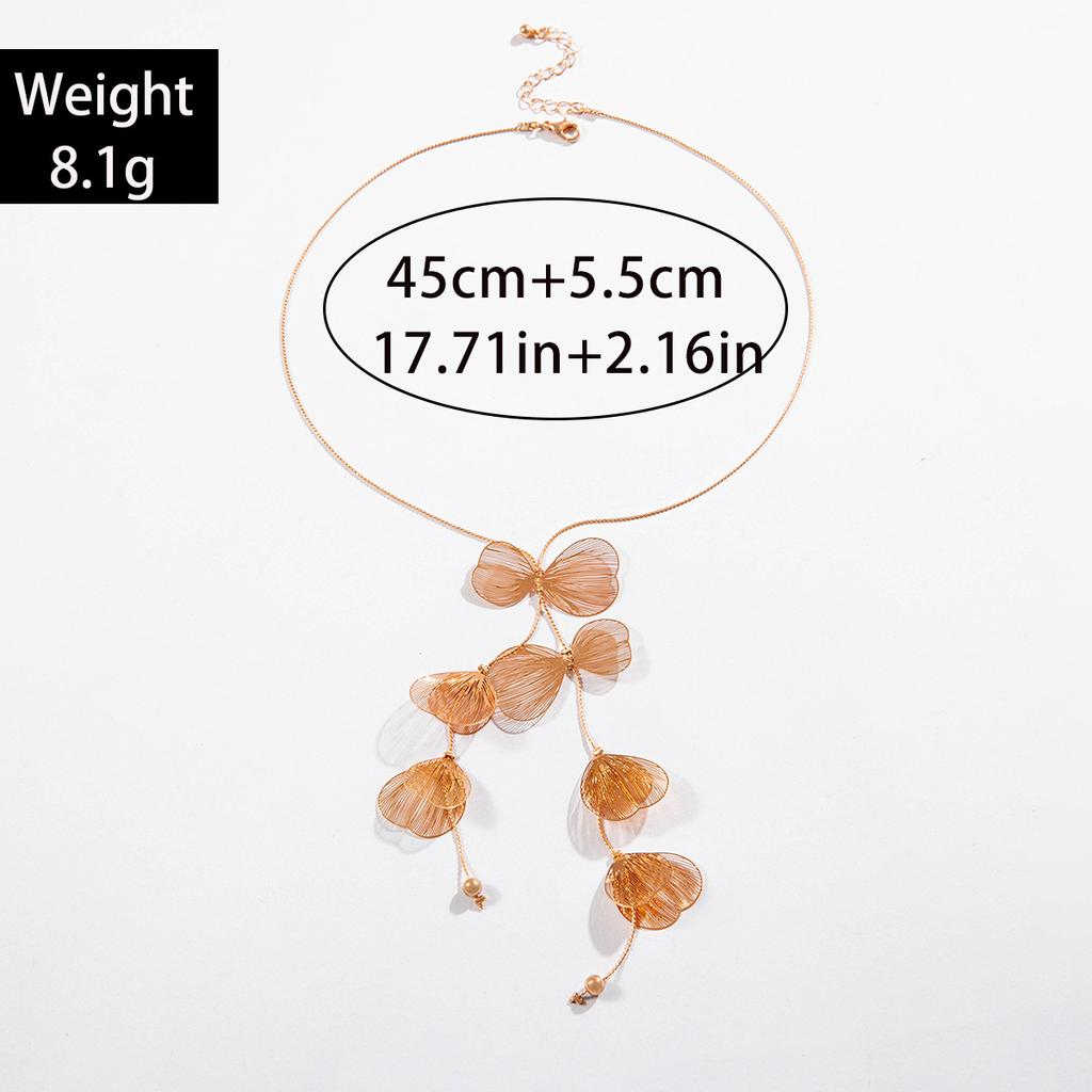 European and American Niche Ginkgo Biloba Leaf Fringed Necklace Sweet Cool Style Design Sense Light Luxury
