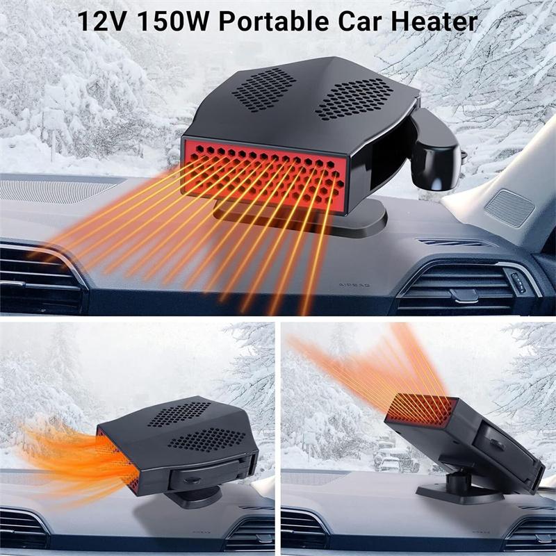 12V Car Heater Electric Heating Fan 360 Degree Rotary Base Portable Electric Dryer Windshield Defogging Demister Defroster