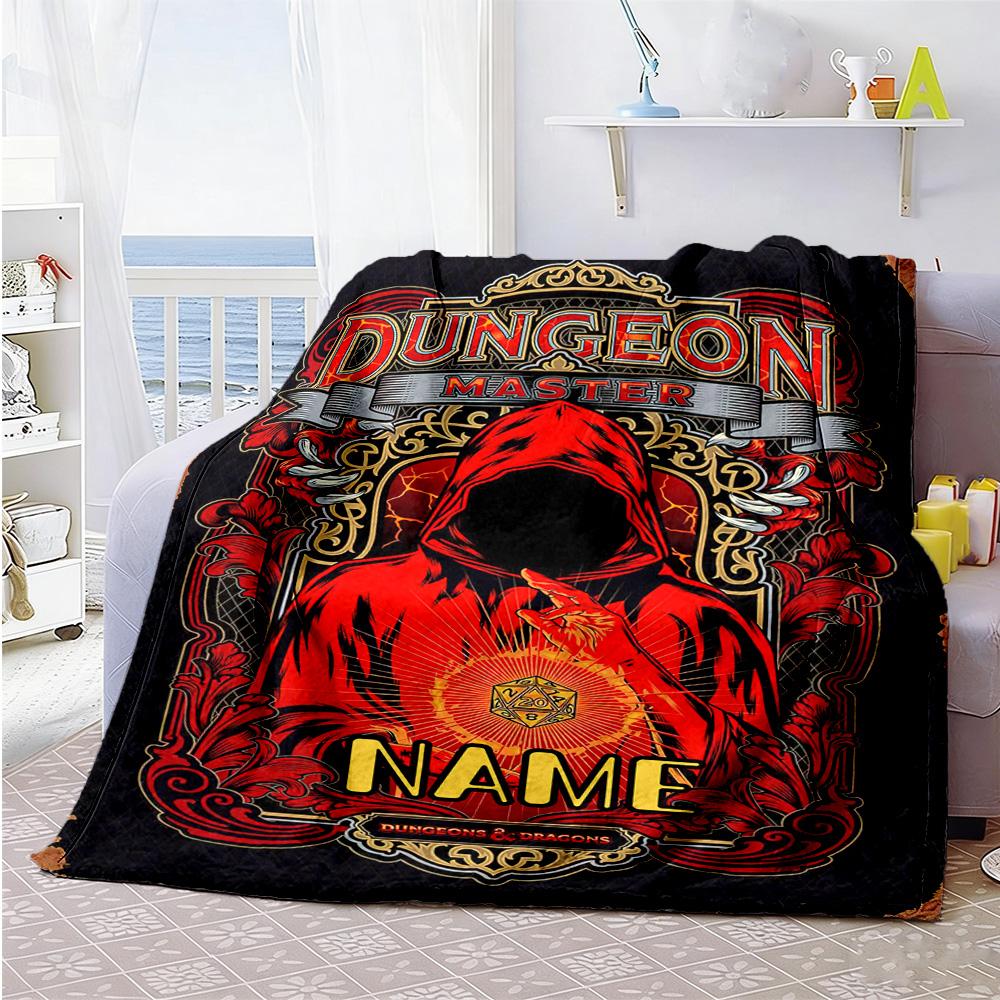 Dungeon Master Style Personalized Name Blanket Cozy Personalized Blanket Soft & Cozy Throw For Chair Picnics Seaside Home Decor Ideal for All Seasons