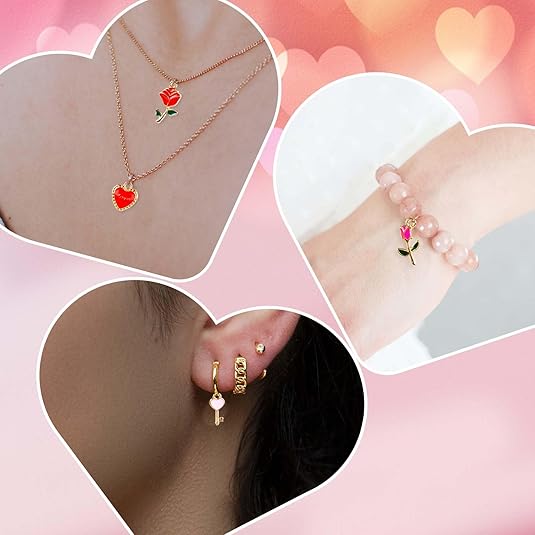 6/12/24 шт. смешанные стили подвески в форме сердца, розовые подвески, металлические подвески в форме сердца для браслетов, ожерелий, сережек, самодельные украшения на День святого Валентина