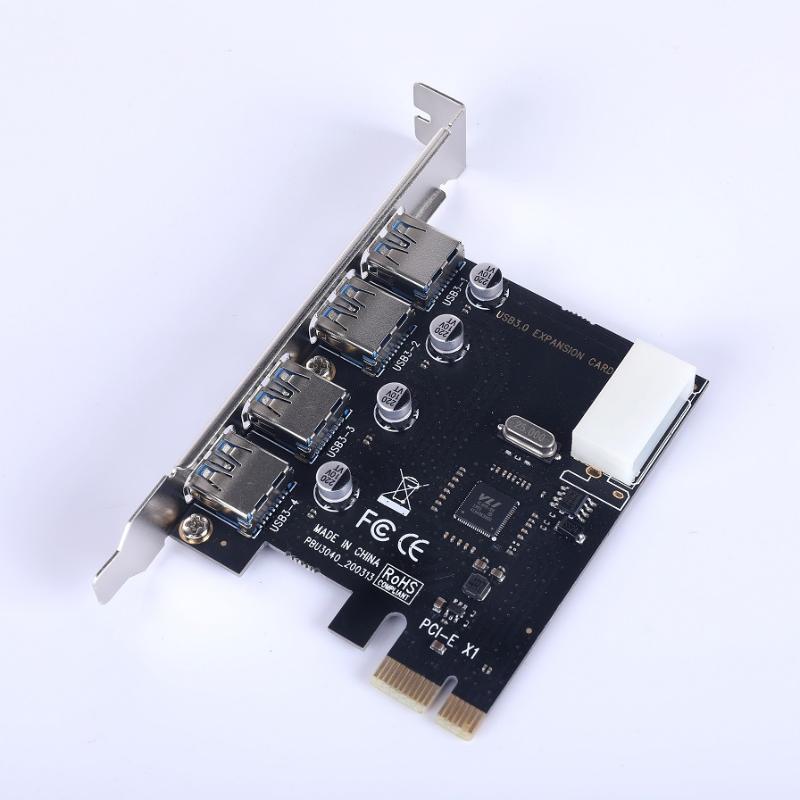 1 шт. PCI Express PCIe USB 3.0 концентратор-адаптер, 4 порта USB 3.0, карта расширения PCI-E, 4-портовый контроллер USB3.0, аксессуары для DIY