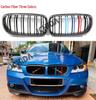 BMW 3 Series E90 Late Model Front Grille in Bright Black, Tri-color, or Carbon Fiber for Car Modification
