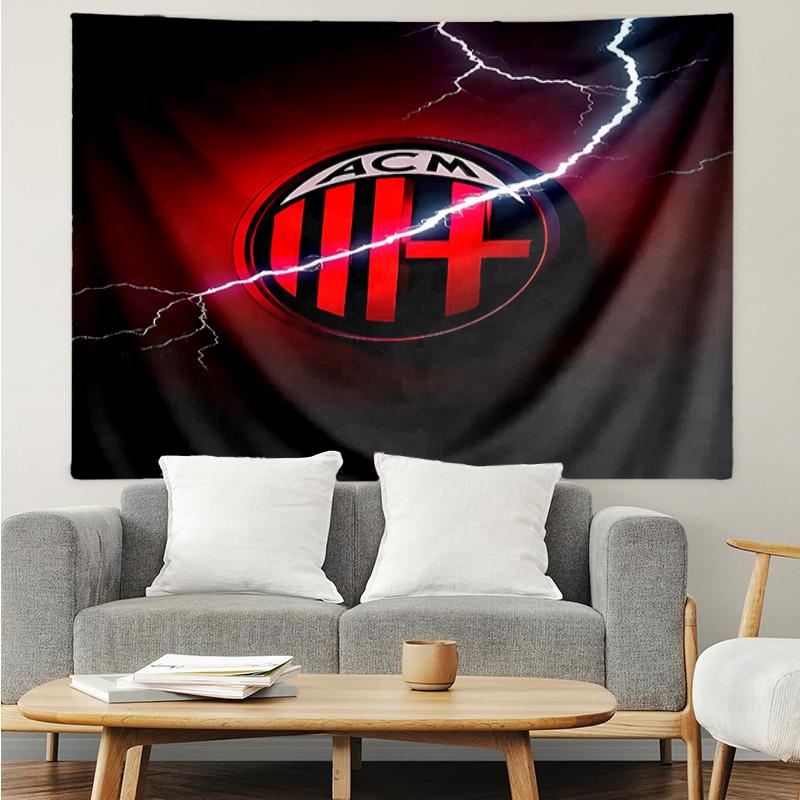 Associazione Calcio Milan Tapestry for Bedroom Aesthetic Classroom Tapestries Wall Hanging for Living Room Dorm Office,Ideal Creative Gift