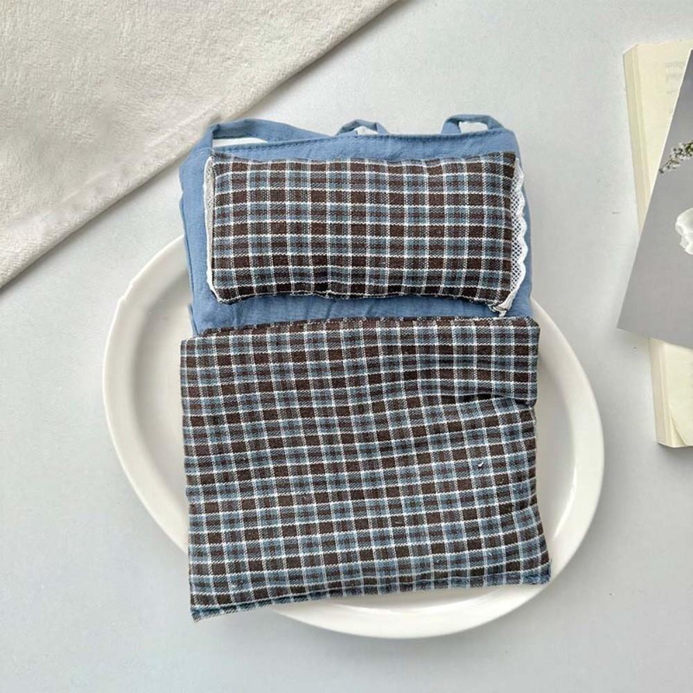 Adjustable Strap Lace Plaid Cloth Pouch Polyester Countryside Style Pillow Crossbody Bag Lightweight Bow Storage Shoulder Bag