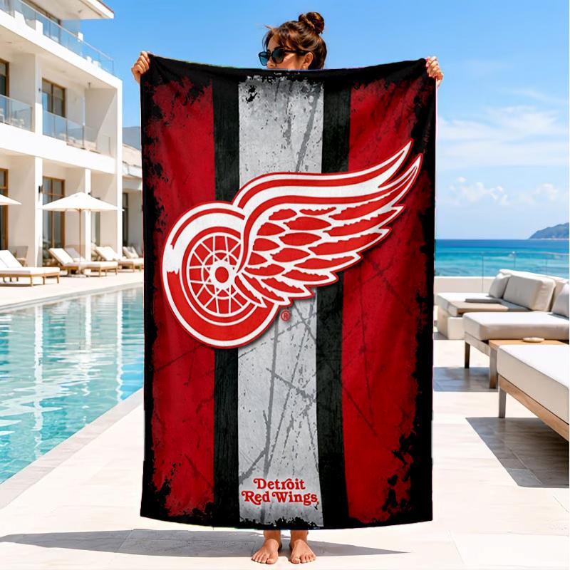 Red Wings Logo Beach Towel, Super Soft Microfiber, Perfect Gift for Her/Him, Birthday, for Pool, Beach, Travel, Decor Beach Party