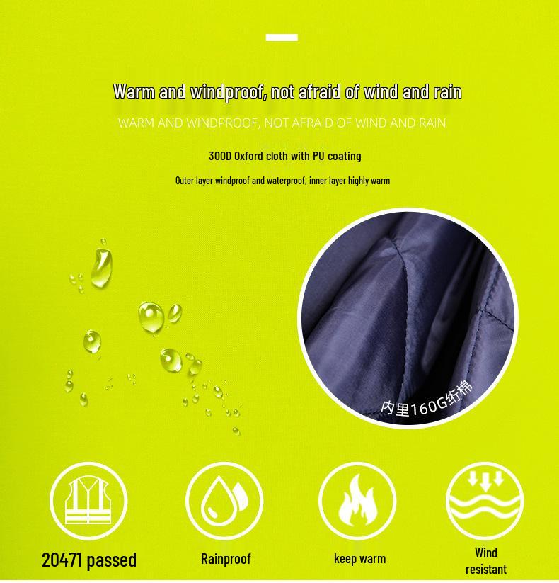 Custom Waterproof Reflective Safety Jacket for Autumn and Winter