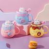 Super Cute Home Office Three-dimensional Animal Cat Cute Ceramic Water Cup High Value Mug with Lid Coffee Cup