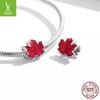 Серебро Ziyun S925 Красная Страсть Бусины в виде Кленового Листа Модные Масляные Листья DIY Ювелирные Аксессуары BSC335