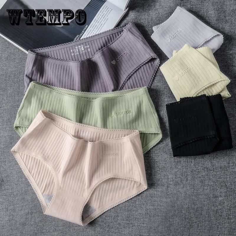 6Pcs/Set Women's Underpants Solid Color Large Size Panties Mid-waist Seamless Lace Girl's Briefs