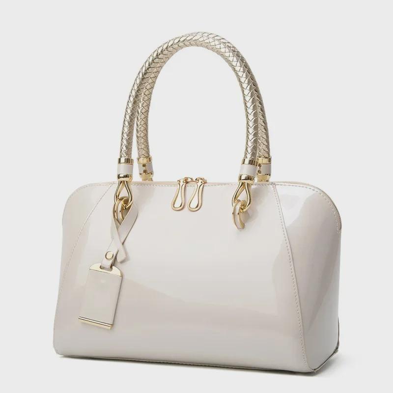 Shiny Bridal Bags: European & American All-Match Patent Leather Handbags - Textured Crossbody Shoulder Bags for Women