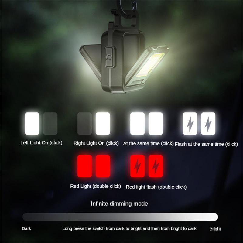 Small Led Flashlight Keychain Camping Lantern USB Rechargeable Lamp LED COB Rotation Tent Camping Lamp Outdoor Strong Light