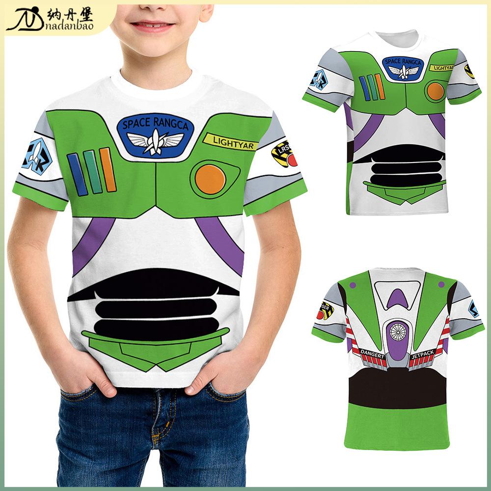 Buzz Lightyear 3D Print Short Sleeve T-Shirt Cosplay Space Ranger Top Costume for Kids Adults Black
