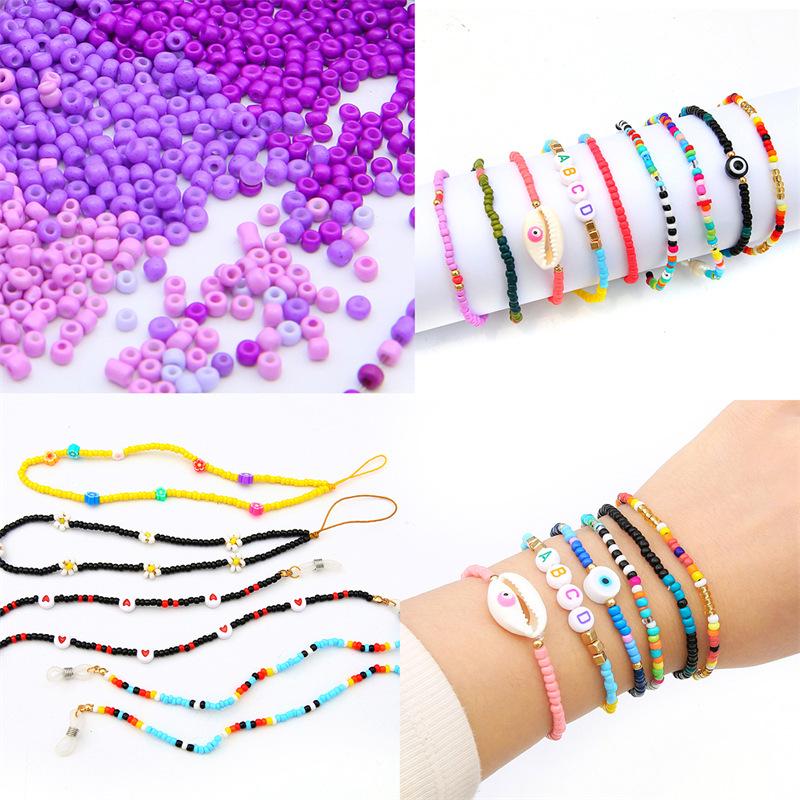 28-Grid Box Set: 3mm Solid Color Glass Rice Beads, 10g Each, DIY Craft Kit with Separate Lids