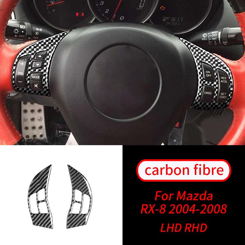 Для Mazda RX-8 2004-2008 4 шт., внутренняя отделка из настоящего углеродного волокна, кнопка рулевого колеса, салон автомобиля