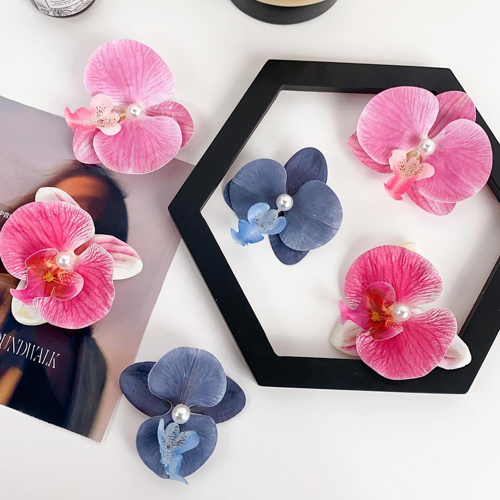 Hot Selling French Style Elegant Orchid Fabric Hair Clip Girls Colorful Floral Hair Clamp Accessory
