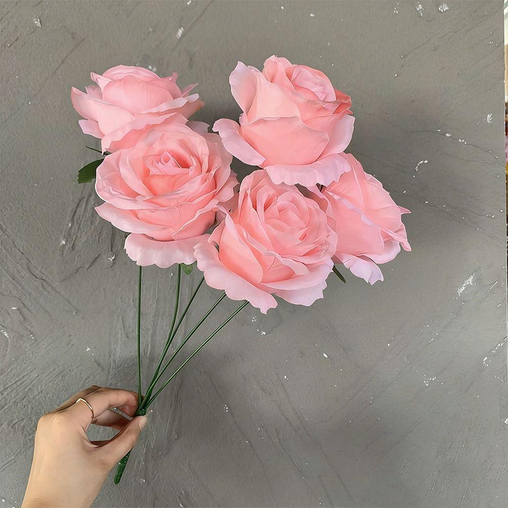 Silk Artificial Rose Flower 5 Heads Wedding Floral for Wedding and Festival Decoration