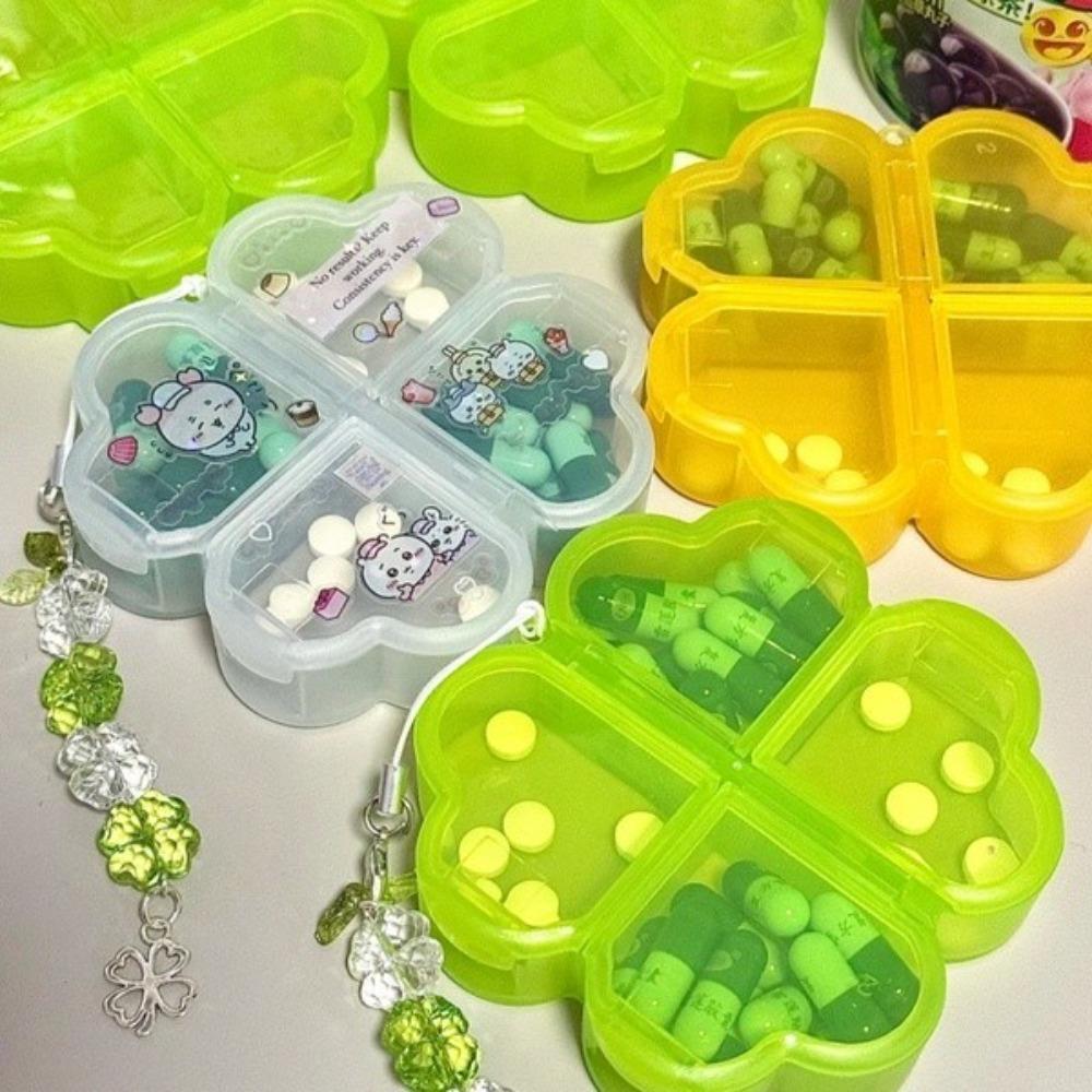 Four-leaf Clover Daily Pill Organizer Drug Separation Drug Contain Mini Pill Storage Box