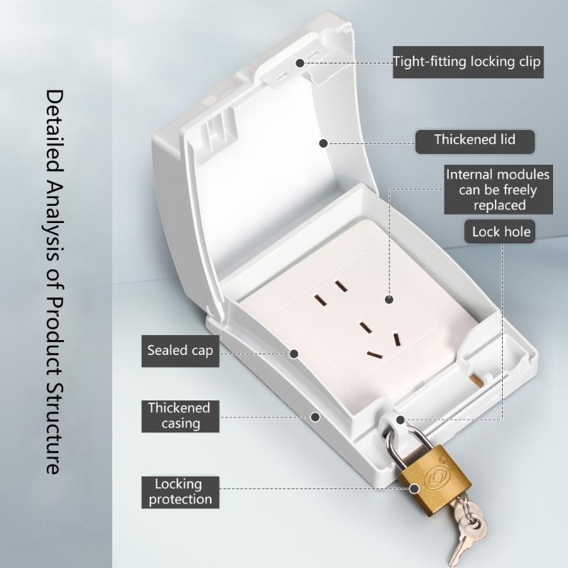 Durability Plastic Weatherproof Enclosures Metal Lock Compatible to 86 Style Electrical Sockets Moisture Resistance