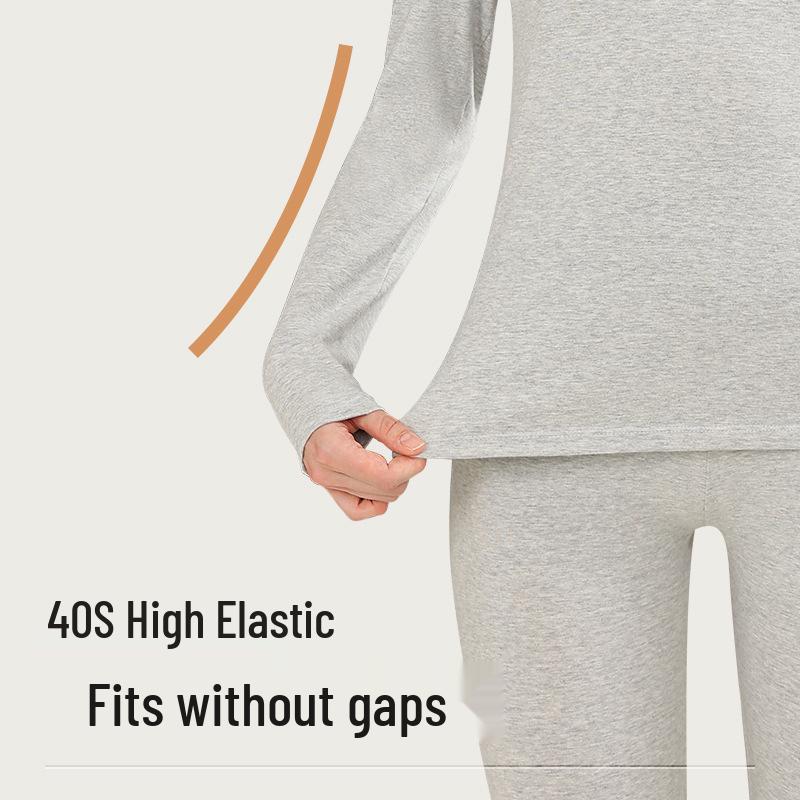 10A Антибактериальный женский приталенный комплект из чистого хлопка для осени - Базовый слой, Большой размер