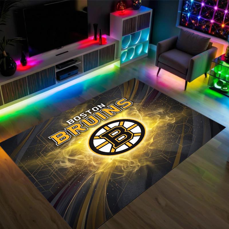 Дизайн Boston Bruins Кристальный Велюровый Ковер Уютный Не?Нескользящий ковер с принтом для спальни, гостиной, прихожей