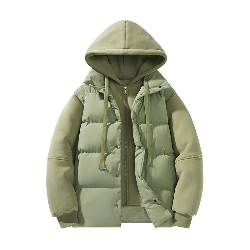Fake Two-piece Cotton Jacket Men's Models Winter Loose Thickened Cotton Jacket Loose High-end Design Sense of Leisure Hooded Cotton Coat