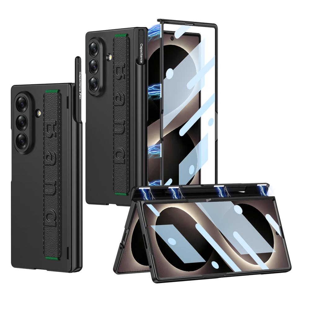 Magnetic Hinge Pen Holder Case For Samsung Galaxy Z Fold 8 Ultra Outer Screen Glass Wrist Strap Cover For Galaxy Z Fold7 Case