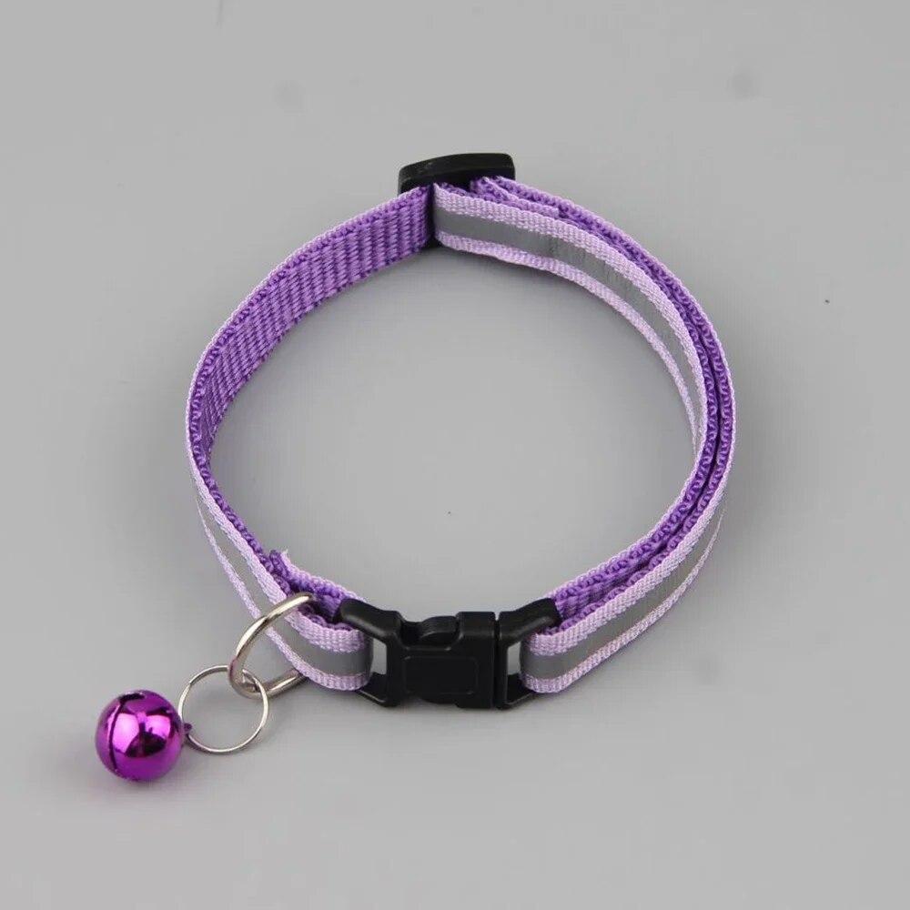 Светоотражающий кошачий ошейник с регулируемой пряжкой, кольцо на шею, ожерелье, колокольчик, товары для домашних животных, безопасный нейлоновый воротник Colla para gatos